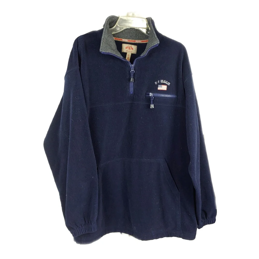 P.J.Mark Mens XL Navy Blue Fleece 1/4 Zip Pullover - Picture 2 of 5